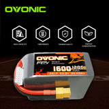 [2 Packs] Ovonic 120C 22.2V 6S 1600mAh LiPo Battery for FPV Racing with XT60 Plug - Ampow