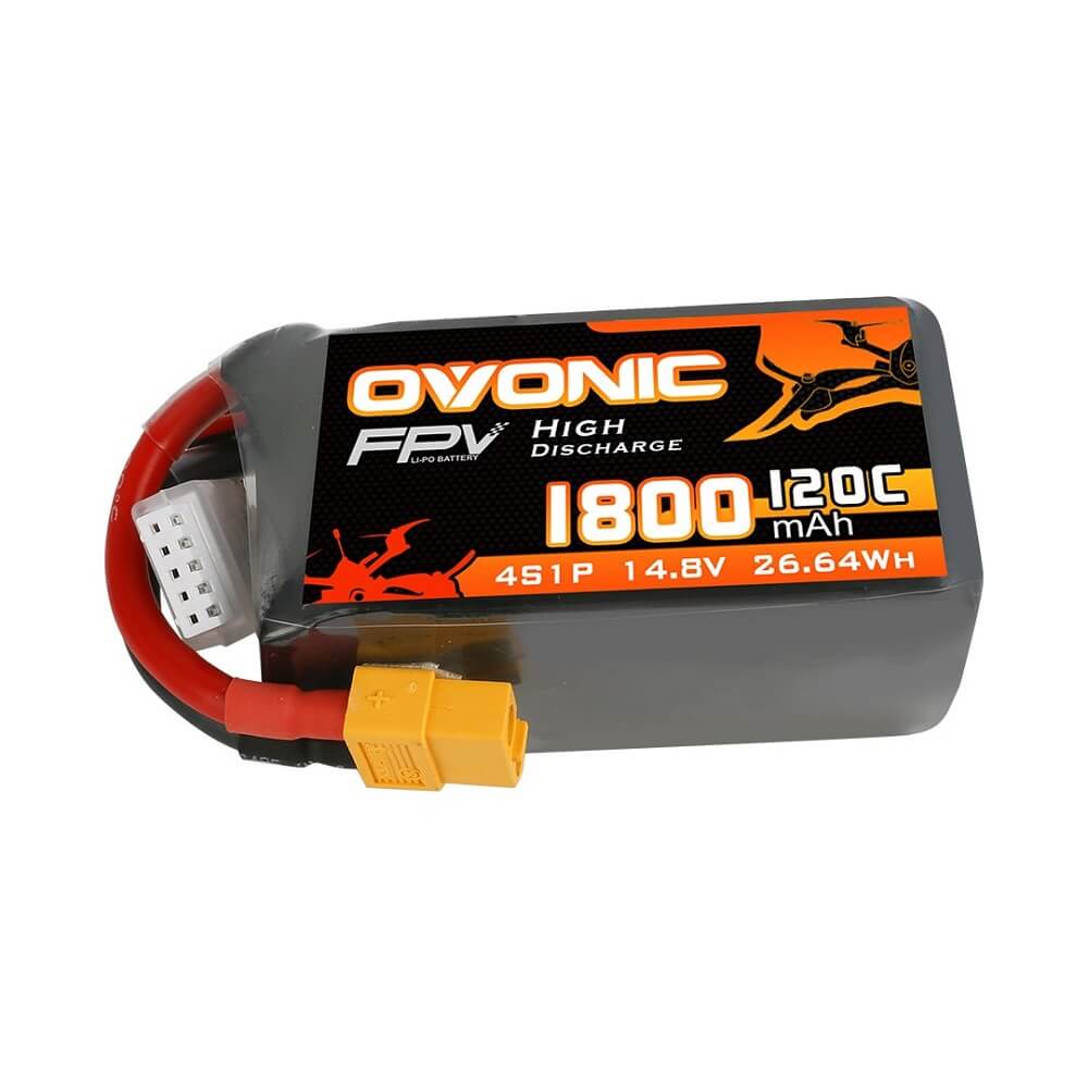 Ovonic 120C 4S 1800mAh 14.8V LiPo Battery Pack for FPV Racing with XT60 Plug - Ampow
