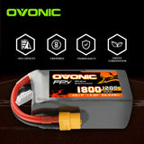[2 Packs] Ovonic 120C 4S 1800mAh 14.8V LiPo Battery Pack for FPV Racing with XT60 Plug - Ampow