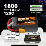 Ovonic 120C 4S 1800mAh 14.8V LiPo Battery Pack for FPV Racing with XT60 Plug