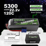 Ovonic Rebel 120C 6S 5300mAh 22.2V LiPo Battery with EC5 Plug for RC crawler
