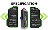 Ovonic Rebel 120C 6S 5300mAh 22.2V LiPo Battery with EC5 Plug for RC boat