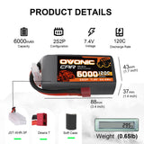 Ovonic 120C 2S2P 6000mAh 7.4V LiPo Battery for RC Bashing car