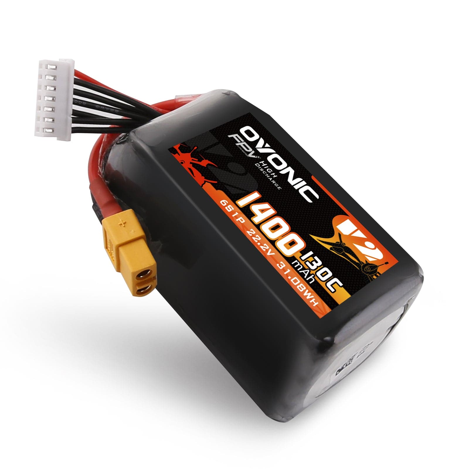2x Ovonic 130C 6S 1400mah Lipo Battery 22.2V Pack with XT60 Plug for fpv drone