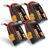 4x Ovonic 130C 4S 850mah Lipo Battery 14.8V Pack with XT60 Plug for FPV Racing