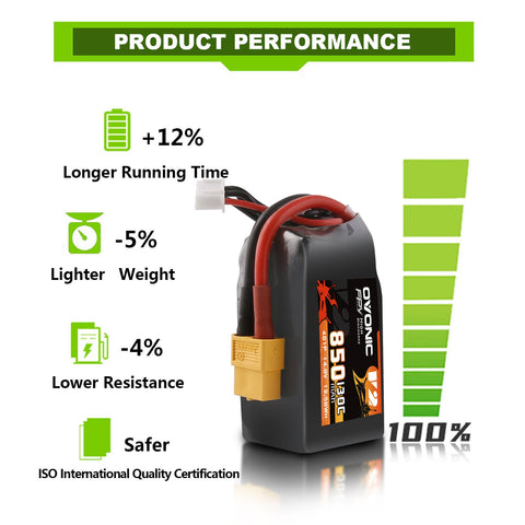 4x Ovonic 130C 4S 850mah Lipo Battery 14.8V Pack with XT60 Plug for 4 inch fpv quad