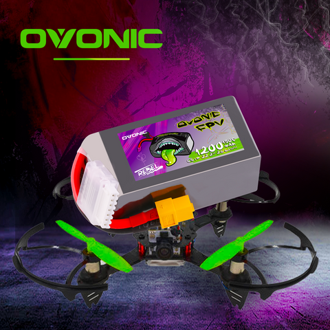 2×Ovonic Rebel 2.0 6S 1200mAh 6S1P 150C 22.2V FPV LiPo Battery with XT60 Plug