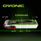 Ovonic 12000mAh 22.2V 6S 15C Lipo Battery with AS150 Plug for UAV Agriculture Drone - Ampow