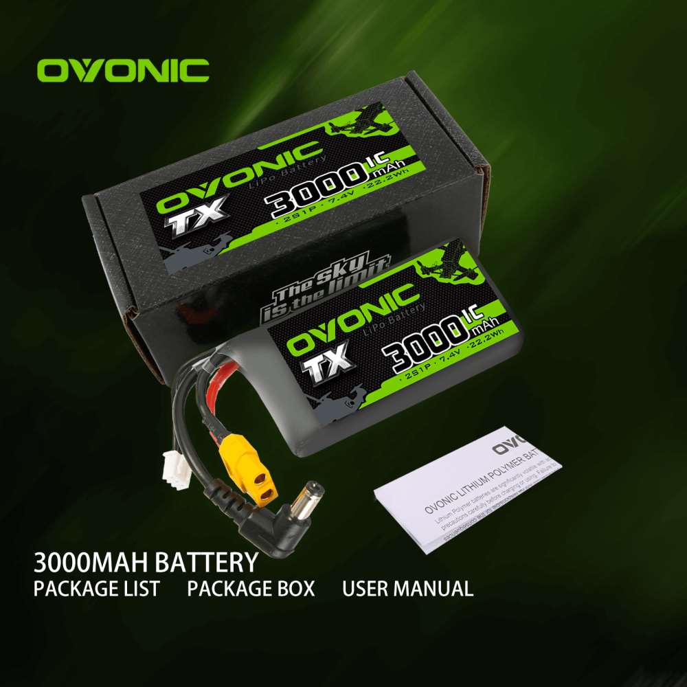 Ovonic 2S 3000mAh 7.4V 1C LiPo for whoop