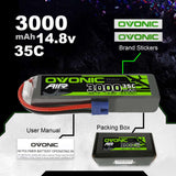 Ovonic 3000mAh 4S 14.8V 35C Lipo Battery Pack with EC3 Plug for UAV