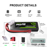 2×Ovonic 50C 3S 11.1V 2200mah Lipo Battery Pack with Deans Plug for RC aircraft