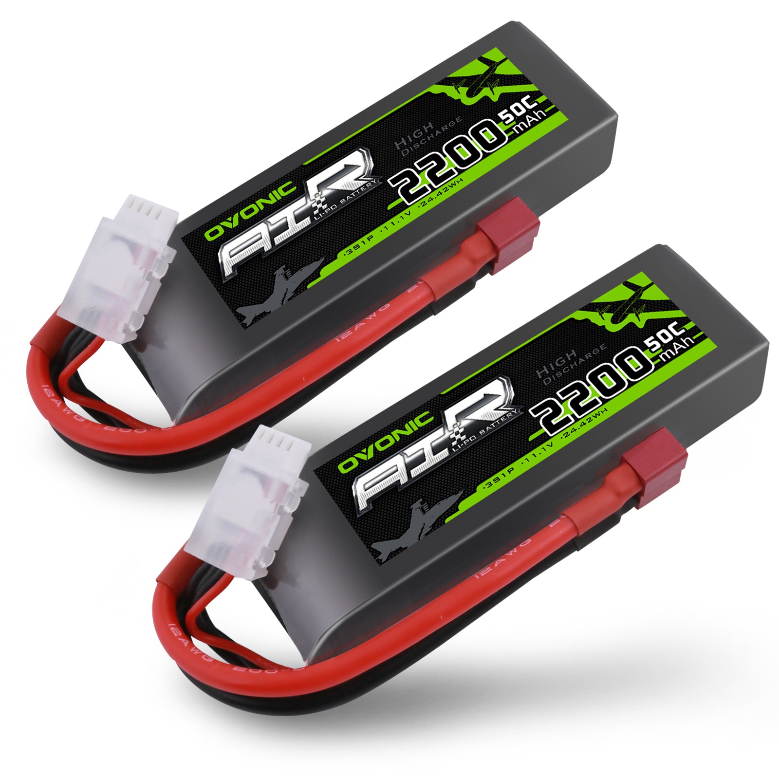 2×Ovonic 50C 3S 11.1V 2200mAh LiPo Battery Pack with Deans Plug - US Warehouse