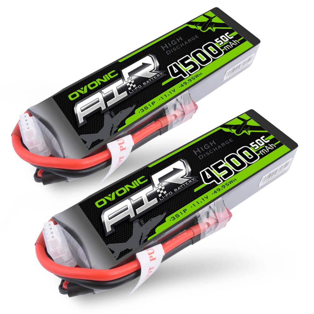 2×OVONIC 50C 3S 4500mAh 11.1V Lipo Battery with Deans Plug for RC helicopters