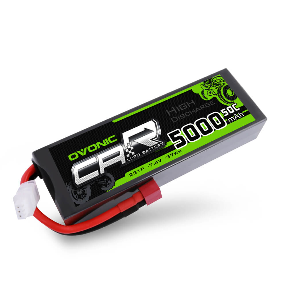 OVONIC 2S 5000mAh LiPo Battery 50C 7.4 V HardCase with Dean Plug for HPI  MST AE - US Warehouse