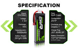 OVONIC 2S 5000mAh LiPo Battery 50C 7.4 V HardCase with Dean Plug for HPI MST AE