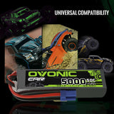 Ovonic 3S 5000mAh 50C 11.1V LiPo Battery Pack With EC5 Plug for 3s& 6s ARRMA Car - Ampow