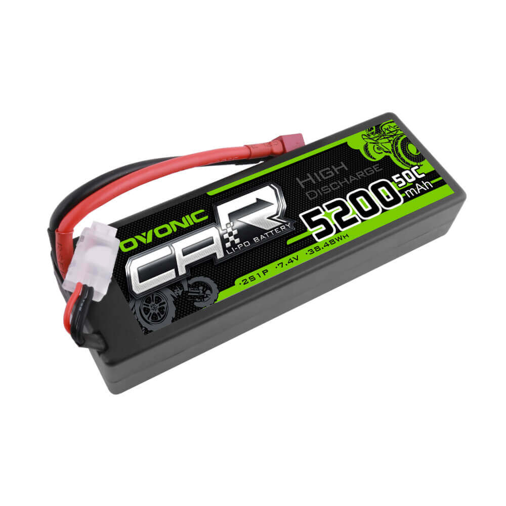 OVONIC 7.4V 5200mAh 2S 50C Hardcase Lipo Battery Pack with Deans Plug for RC