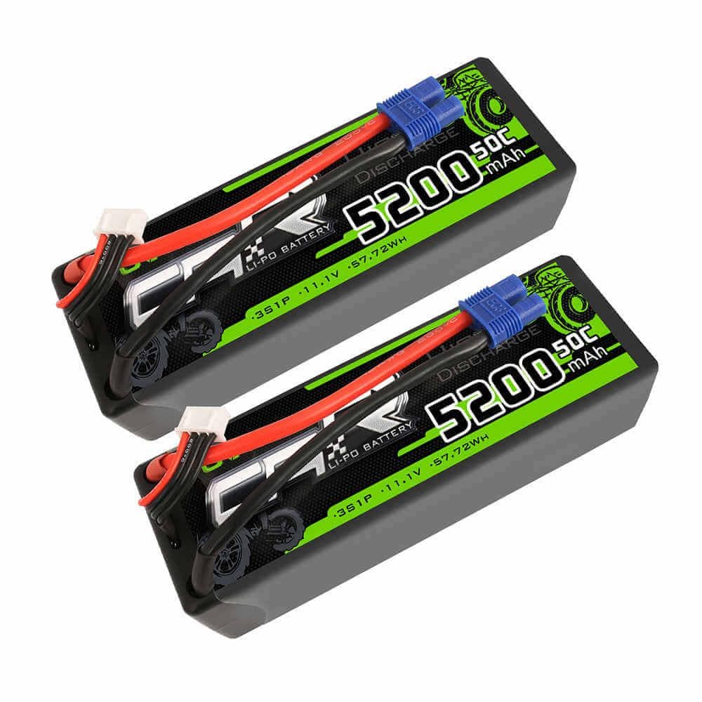 [2Packs]OVONIC 11.1V 5200mAh 3S1P 50C Hardcase LiPo 13# with EC3 for 1/10 RC car Boat - Ampow
