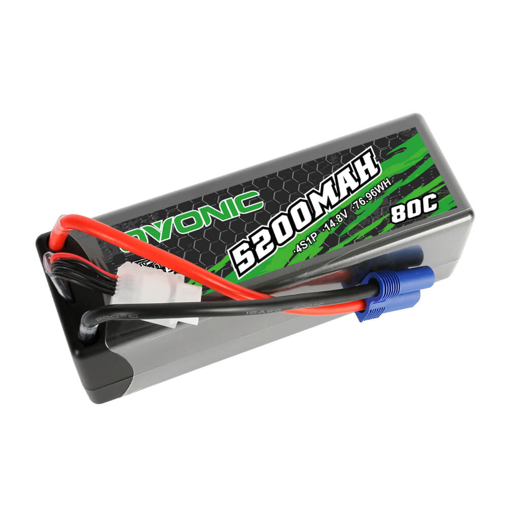 Ovonic Rebel 80C 14.8V 5200mAh 4S Hardcase#14 LiPo Battery For ARRMA 8S Car- EC5 Plug - Ampow