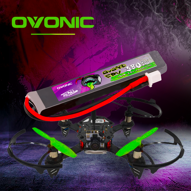 6×OVONIC Rebel 2.0 LiHV 380mAh 1S1P 3.8V 60C LiPo Battery with BT2.0 Plug for 1S Whoop