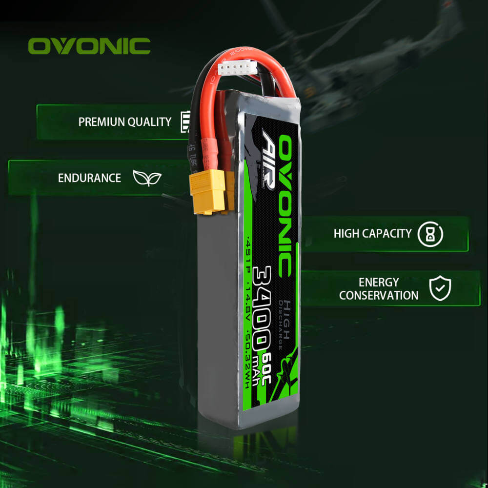 Ovonic 60C 4S 3400mAh 14.8V LiPo Battery for RC 1/7 car