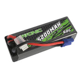 [2 Packs] OVONIC Rebel 60C 11.1V 3S 5200mAh Hardcase#30 Lipo Battery for 1/10 RC Car ARRMA - EC5 Plug - Ampow