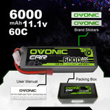 Ovonic 60C 3S1P 6000mAh 11.1V LiPo Battery for RC Car - XT60 Plug