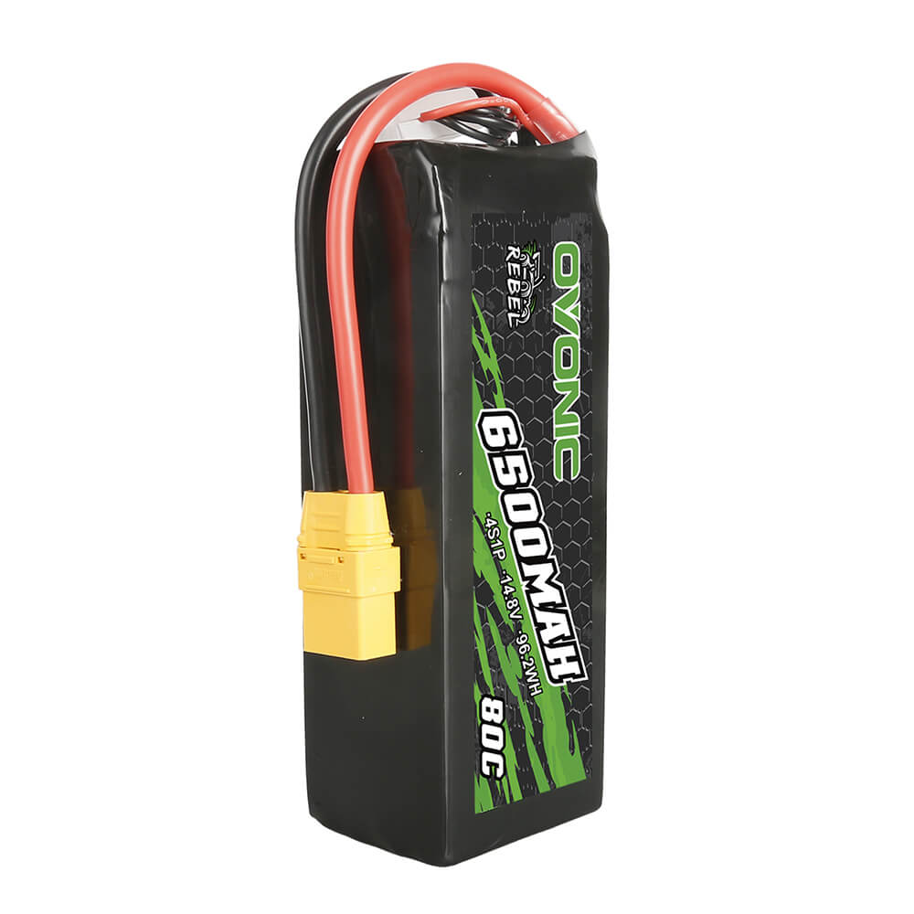 Ovonic Rebel 80C 14.8V 6500mAh 4S Lipo Battery For RC Car Truck Airplane ARRMA - XT90 Plug - Ampow