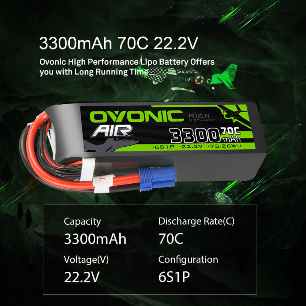 Ovonic 70C 6S 3300mAh 22.2V LiPo Battery for RC aircraft