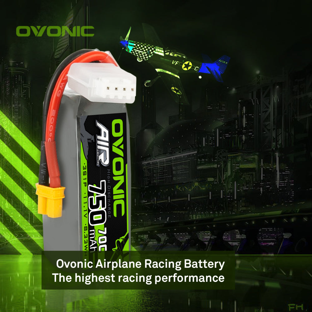 Ovonic 70C 3S 750mAh 11.1V LiPo Battery for 3-inch quad