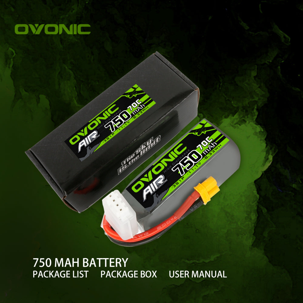 Ovonic 70C 3S 750mAh 11.1V LiPo Battery for RC Helicopter LOGO 200- XT30 Plug