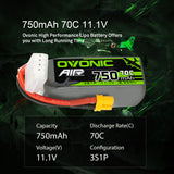 Ovonic 70C 3S 750mAh 11.1V LiPo Battery for whoop
