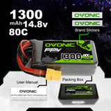 Ovonic 80C 11.1 v 3S 1300mAh Lipo Battery Pack with XT60 Plug for FPV drone