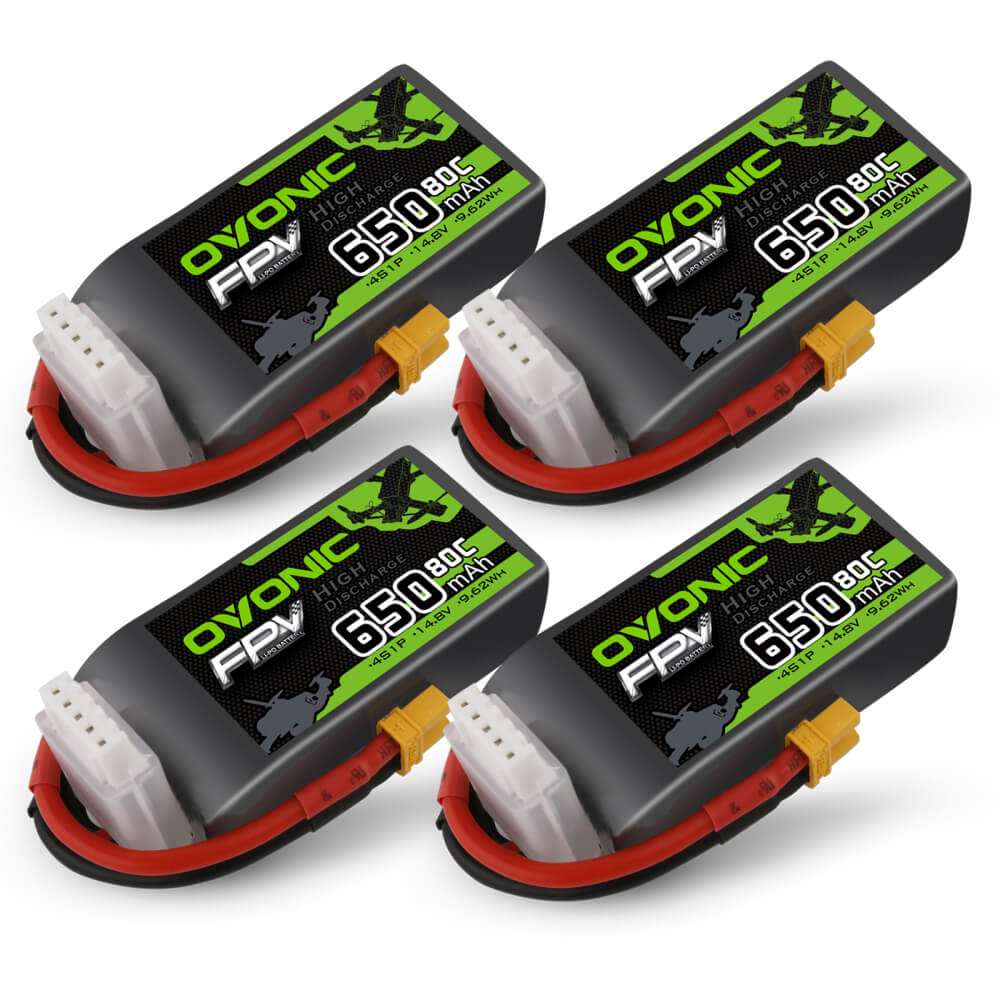 Ovonic 4S 650mah Lipo Battery 80C 14.8V Pack with XT30 Plug for whoop