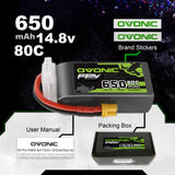Ovonic 650mah 4S 14.8V 80C Lipo Battery Pack with XT30 Plug for FPV UAV