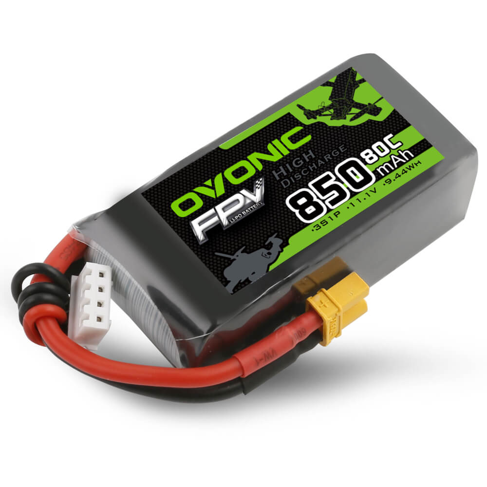 4×Ovonic 11.1V 850mAh 3S 80C Lipo Battery with XT30 Plug for FPV cinewhoop