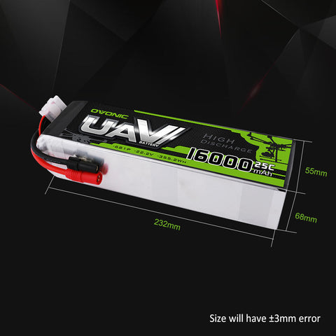 Ovonic 6S LiPo Battery Pack 16000mAh 25C 22.2V with AS150 +XT150 Plug for DJI Drone