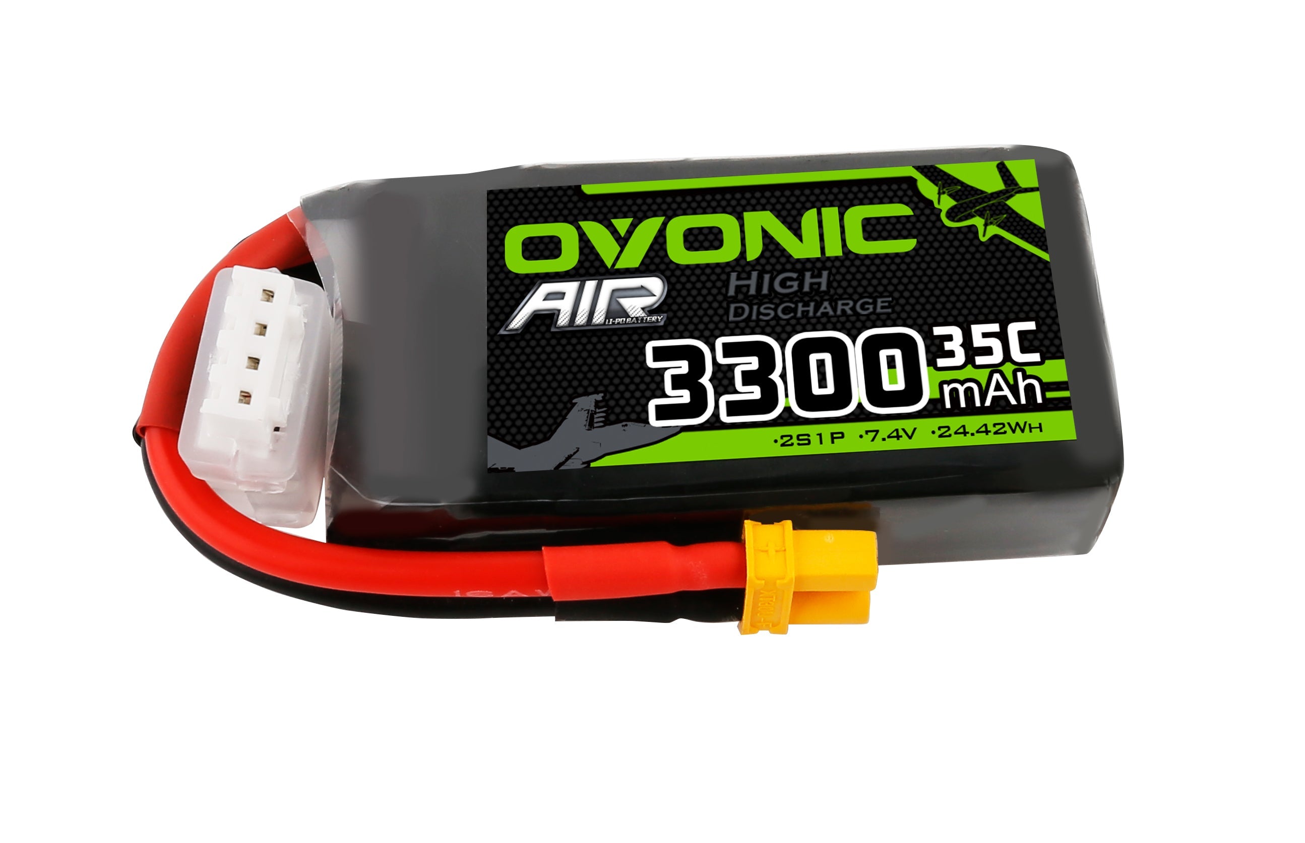 Ovonic 3300mah 2S1P 7.4V 35C Lipo Battery Pack with XT30 Plug for FPV drone - Ampow