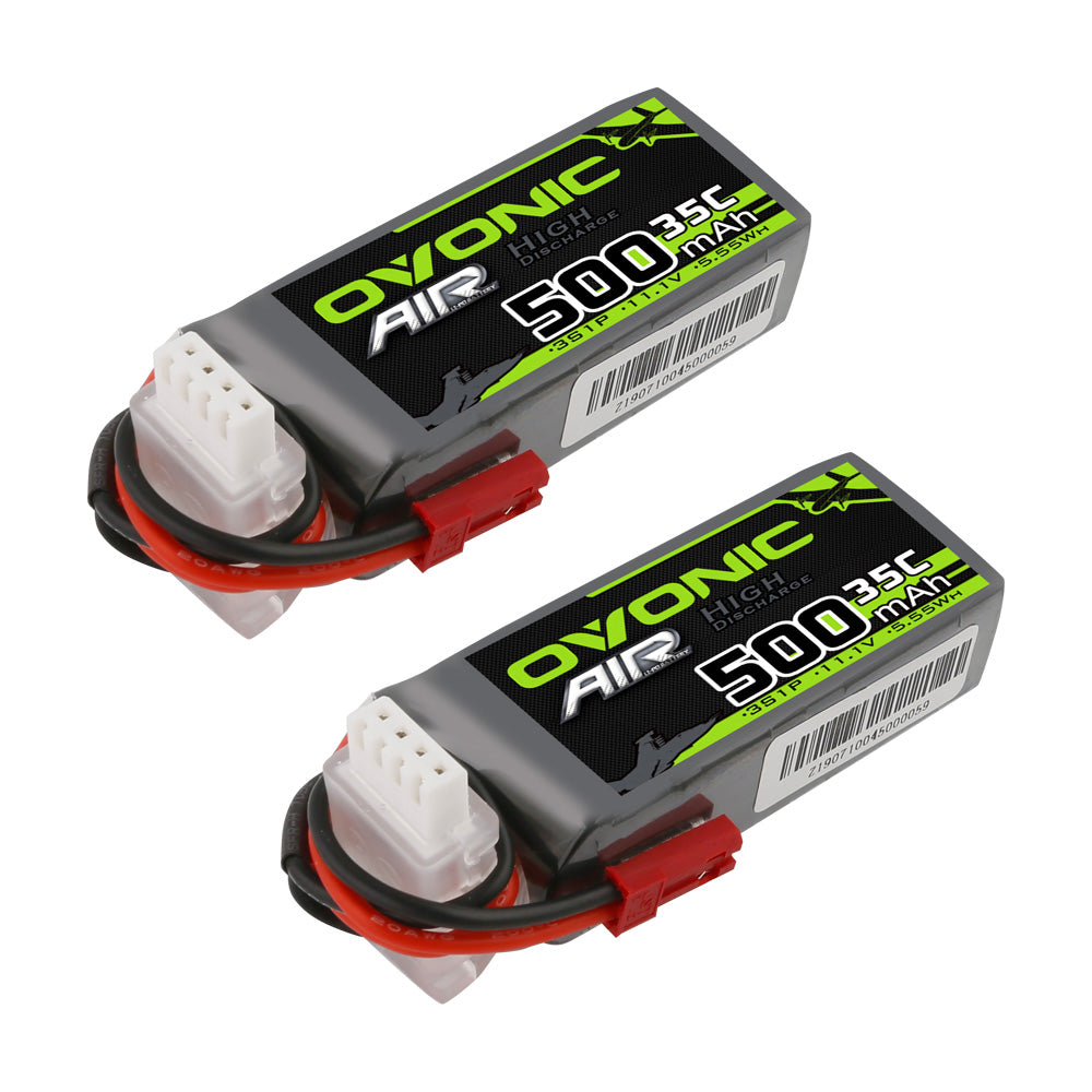 Ovonic 500mah 3S 11.1V 35C Lipo Battery Pack with JST Plug for Airplane&Heli(2pcs) - Ampow