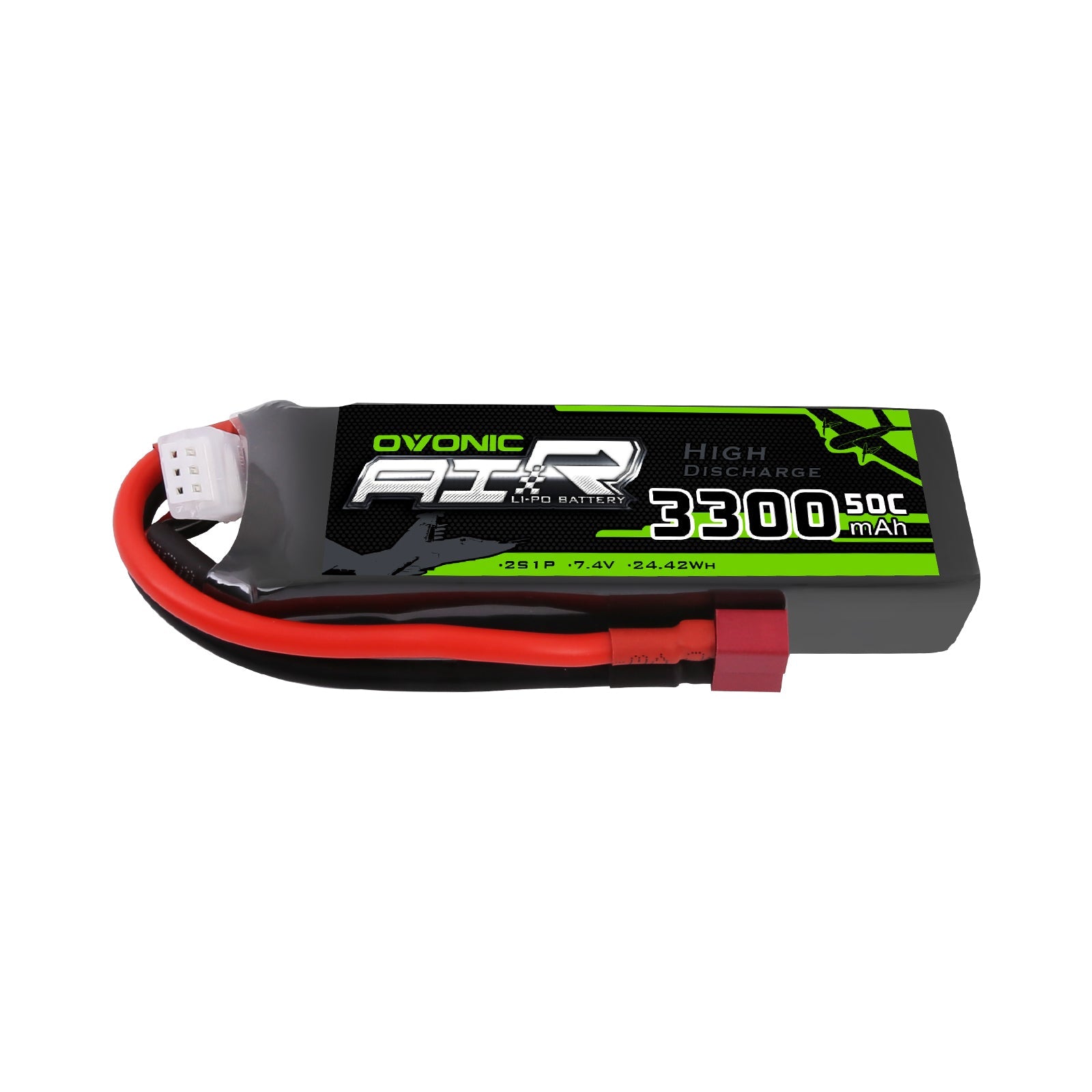 OVONIC 7.4V 3300mAh 2S 50C LiPo Battery Pack with Deans Plug for HPI AE1/10 - Ampow