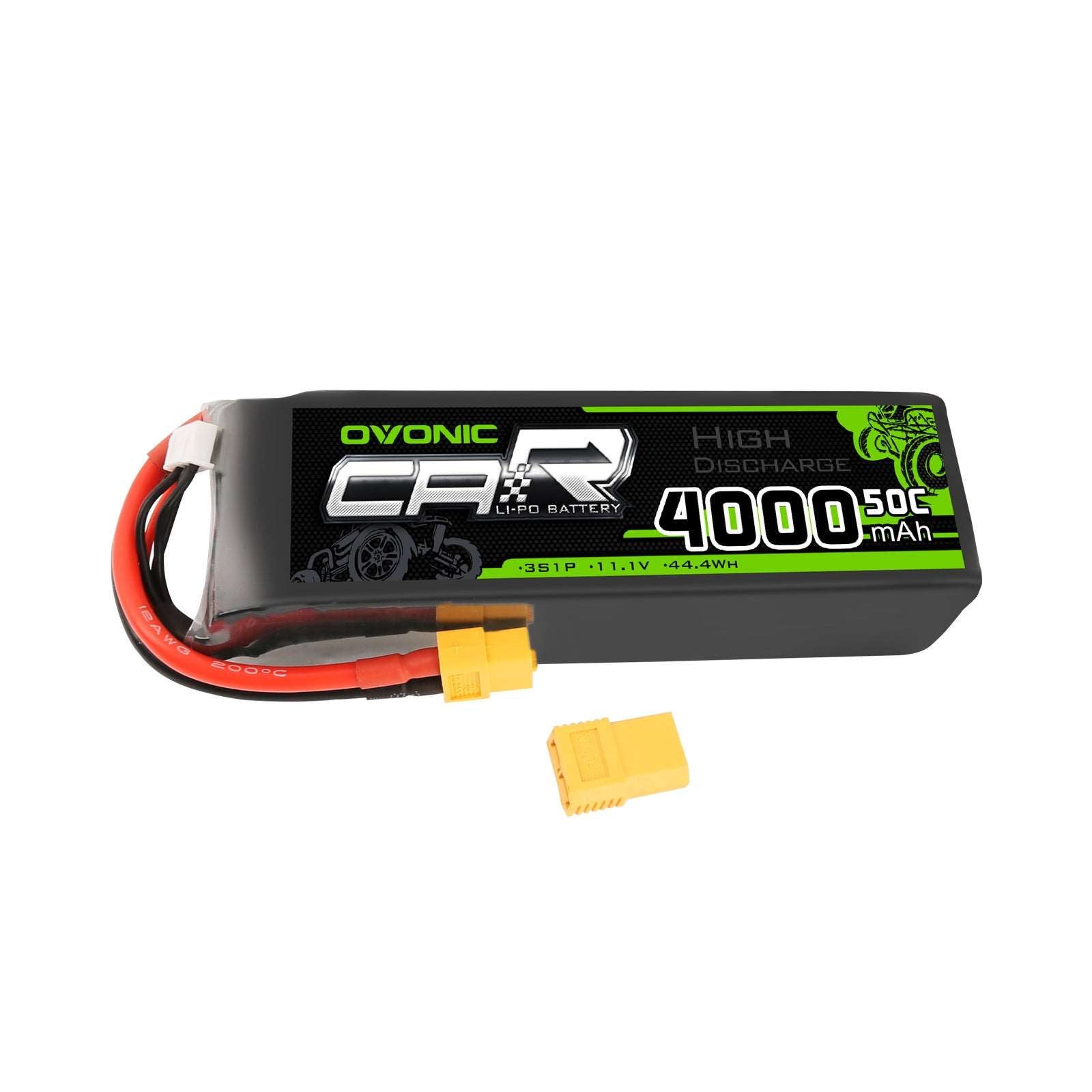 OVONIC 11.1V 50C 3S 4000mAh Lipo Battery with XT60 & Trx Plug for RC Traxxas Cars - Ampow