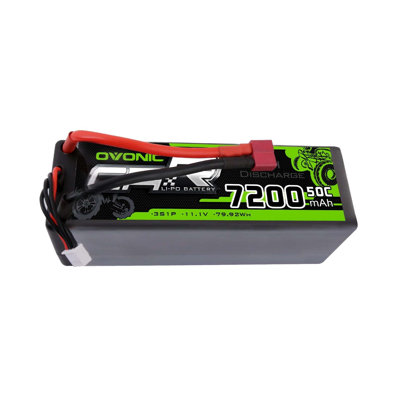 OVONIC 11.1V 7200mAh 3S 50C Hardcase LiPo Battery Pack 13# with Deans Plug - Ampow