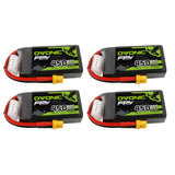 [4 Packs] Ovonic 450mah 3S 11.1V 80C Lipo Battery Pack with XT30 Plug for 80-130mm FPV - Ampow