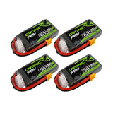 [4 Packs]Ovonic 650mah 3S 11.1V 80C Lipo Battery Pack with XT30 Plug for Small FPV - Ampow